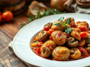 Frango à Cacciatore com Cogumelos e Tomate