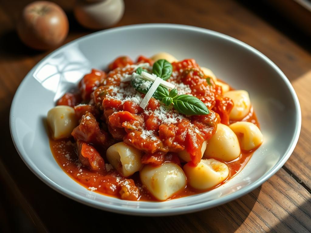 Nhoque de Batata com Molho de Tomate e Manjericão