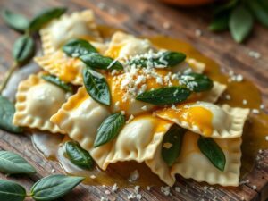 Ravioli de Ricota com Espinafre e Molho de Manteiga e Sálvia