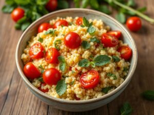 Salada de Cuscuz Marroquino com Hortelã e Tomate Cereja