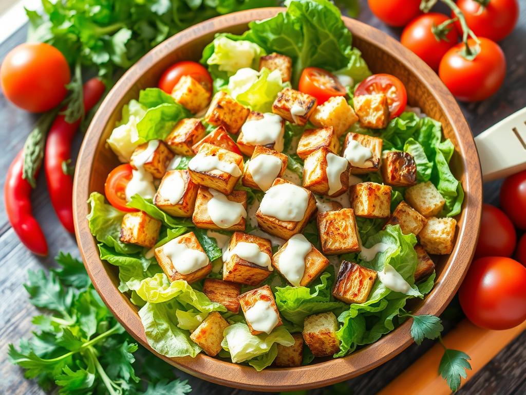 Tofu Grelhado Salada Caesar Vegana