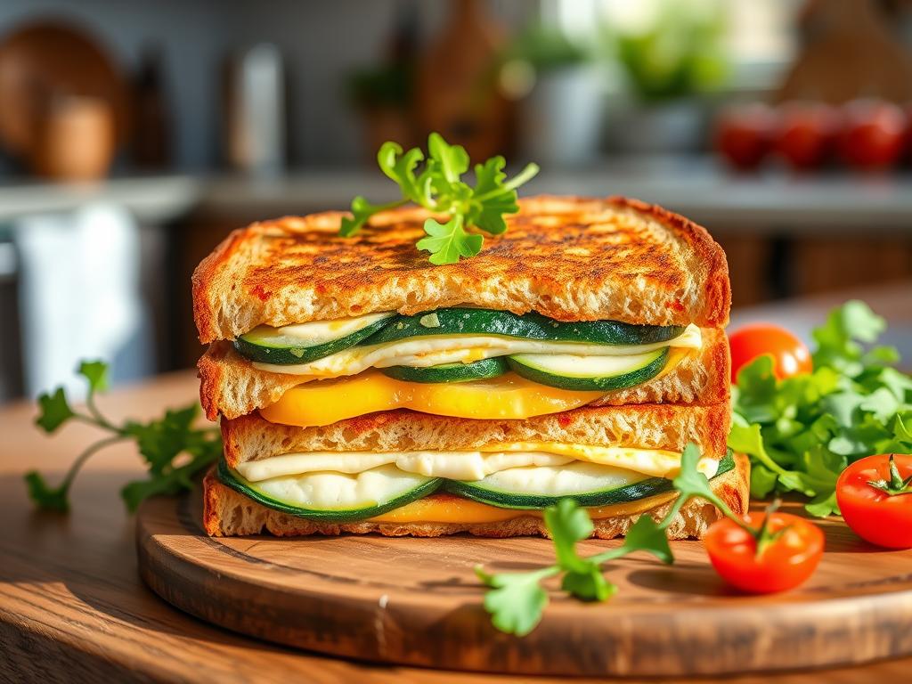 Tostex de Abobrinha, Alho-Poró e Queijo Vegetal