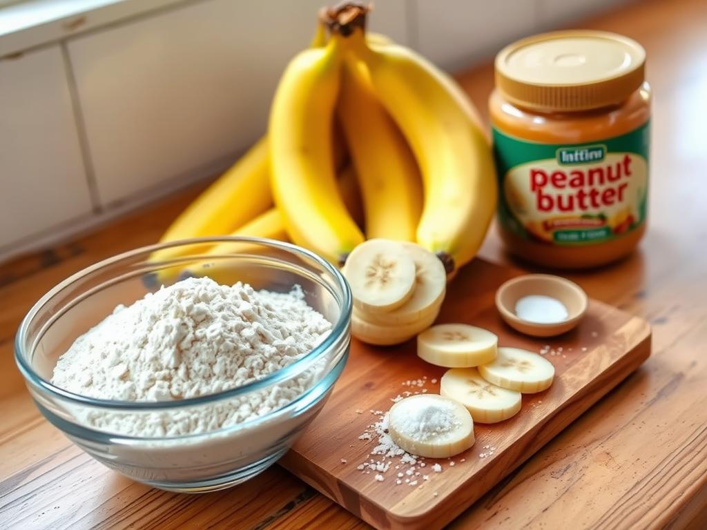 ingredientes para tapioca de manteiga de amendoim e banana