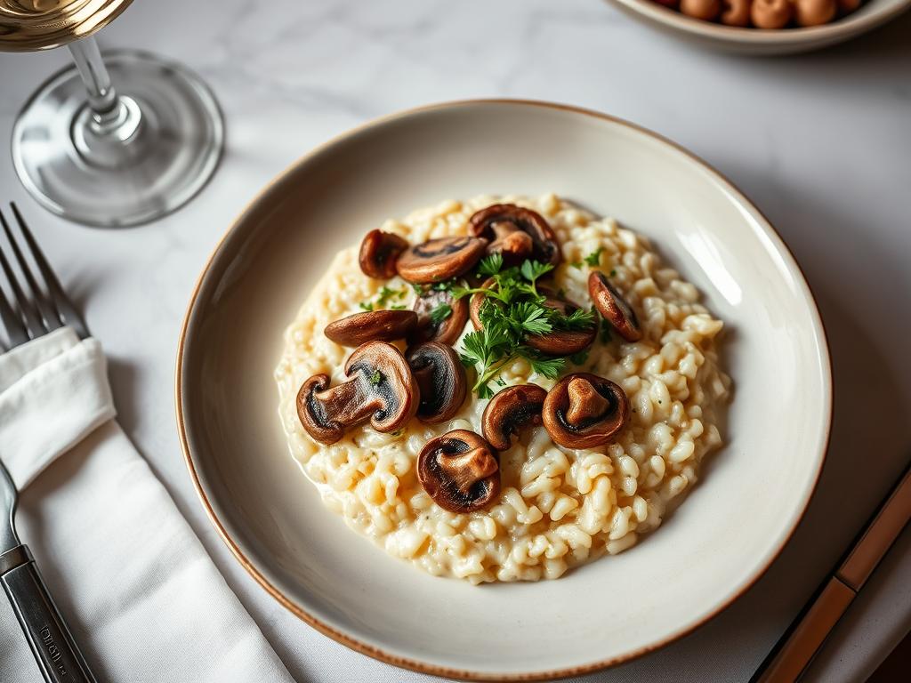 risoto de cogumelos com vinho branco